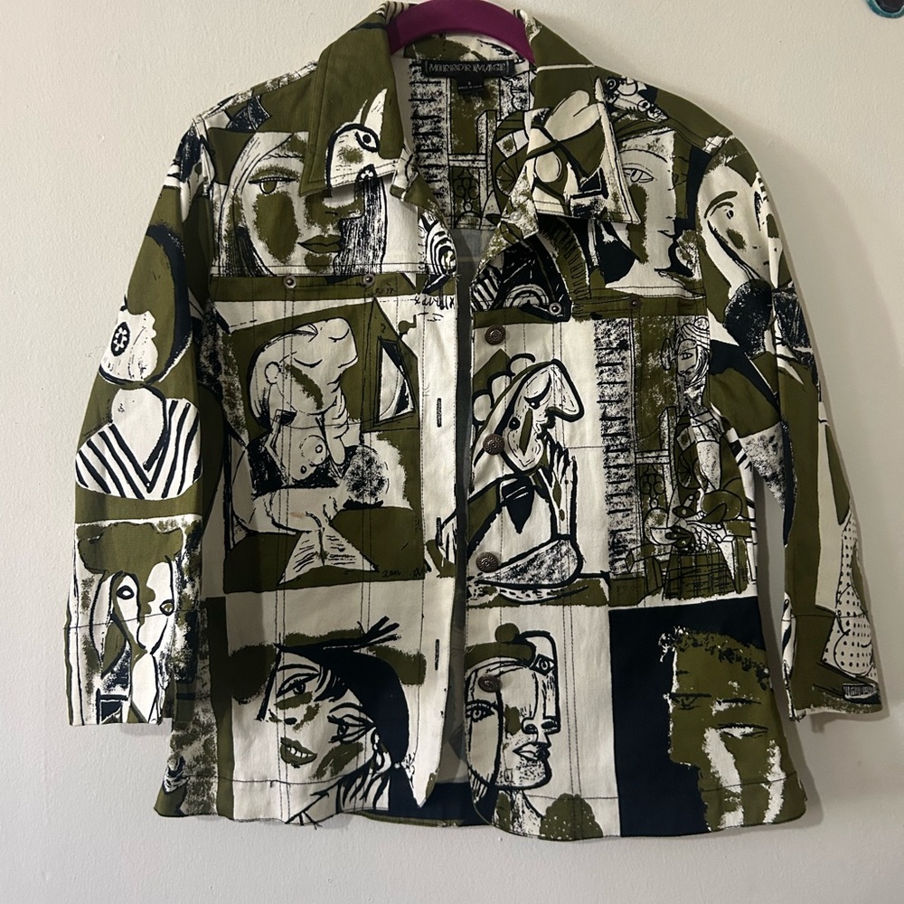 Mirror Image Picasso Abstract Art Print Women's Blazer - Picture 8 of 8